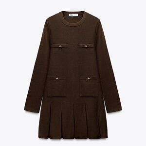 Pleated Short Knit Dress